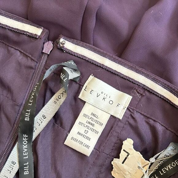 🐿️ Bill Levkoff Eggplant Color Strapless Cocktail Dress Size 12 - Picture 4 of 9